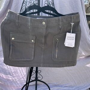 Women’s Mini Skirt in Olive Gray with Utility Pockets